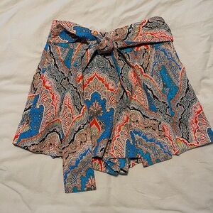 J Crew paisley high waist tie shorts